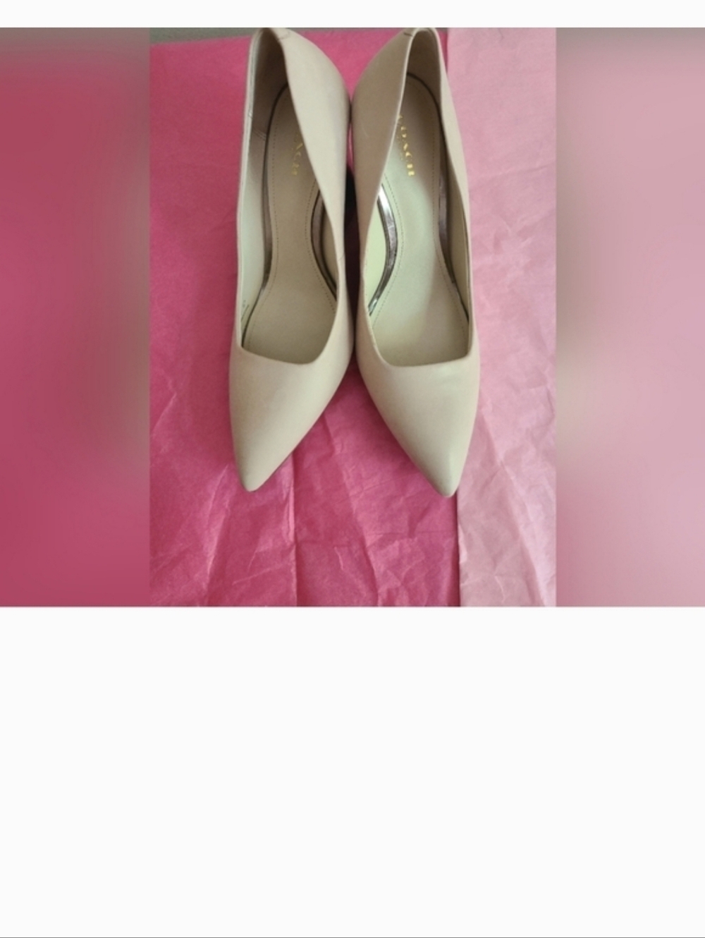 Coach Nude Leather Pointed Wedge Pumps with Pink Wedge - Picture 6 of 9